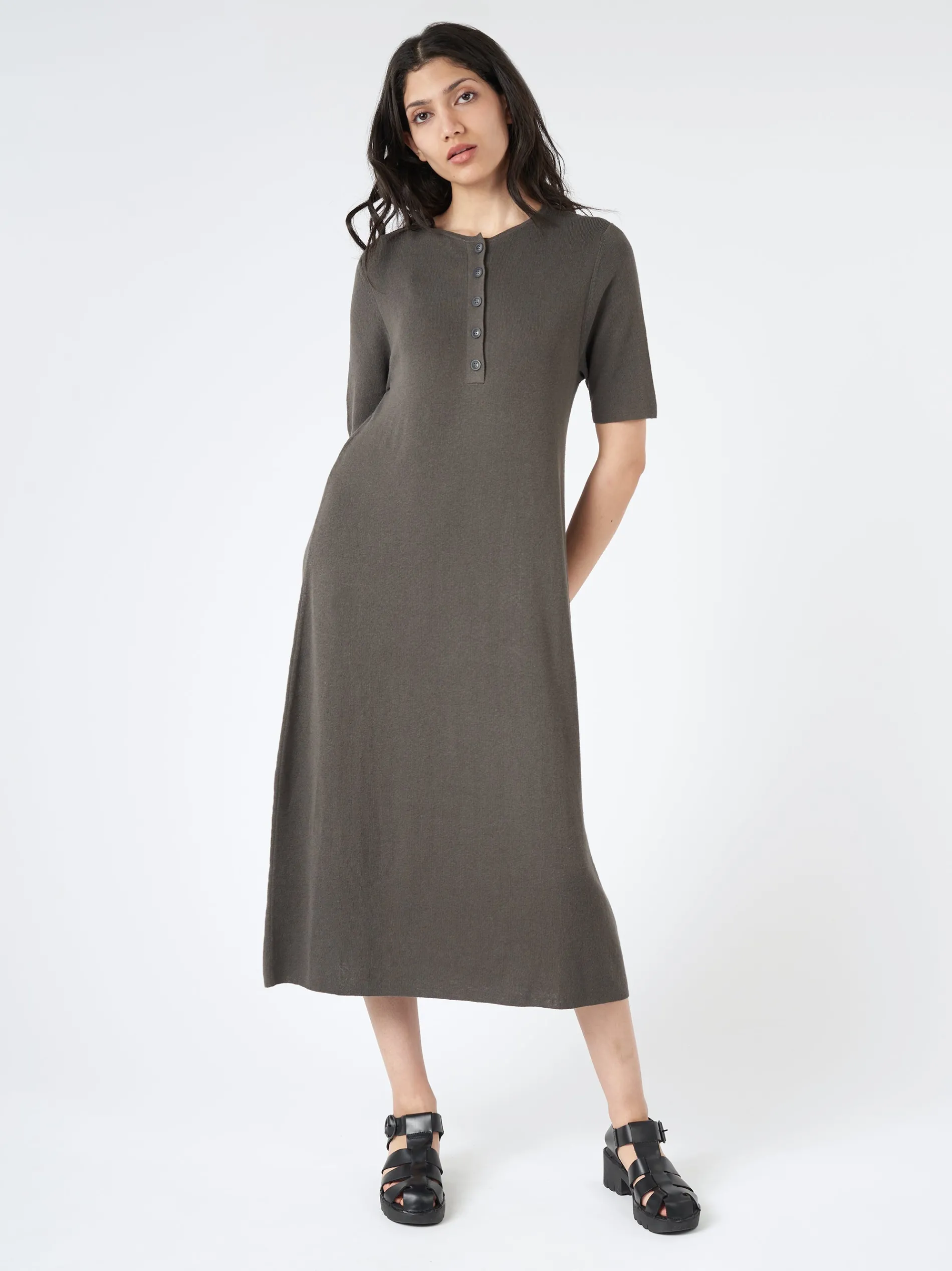 Lauren Manoogian - Rib Henley Dress in Coal