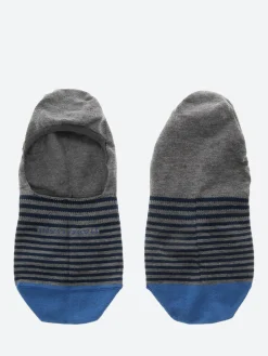 Marcoliani - Chocolate Invisible Sock in Navy and Grey Stripe