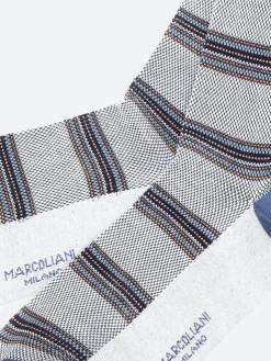 Marcoliani - Pique Stripe Socks in Ice Grey