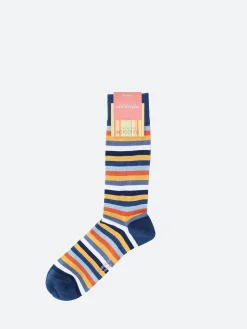 Marcoliani - Rainbow Stripe Sock in Blue and Orange