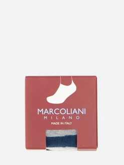 Marcoliani - Sneaker Gondola Stripe Socks in Silver Grey