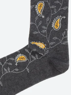 Marcoliani Milano - Fatehpur Paisley Crew Sock in Charcoal