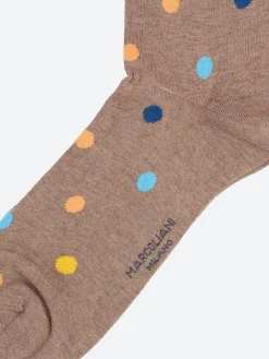 Marcoliani Milano - Multicolour Dots Socks in Glaces Brown