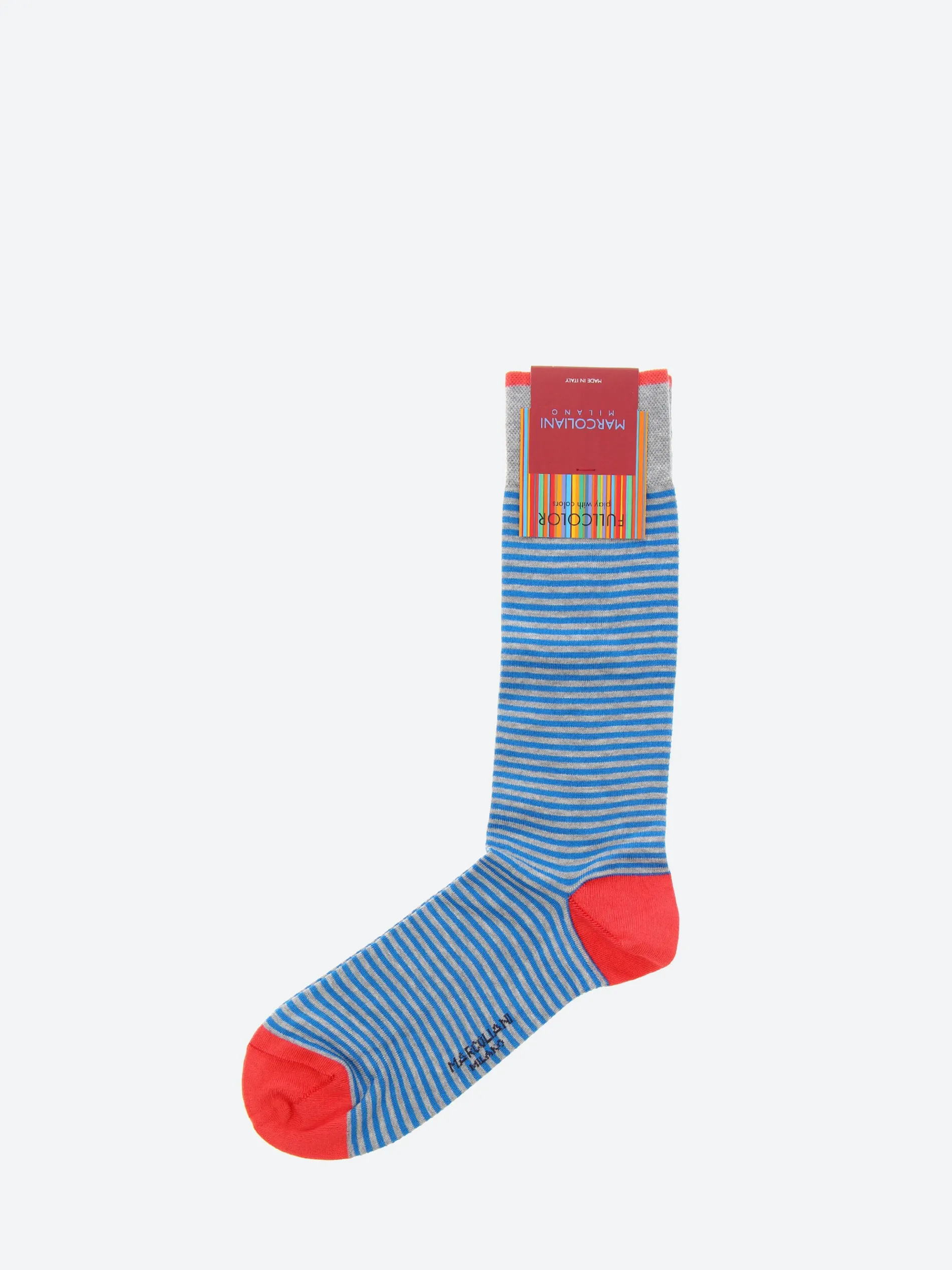 Marcoliani Milano - Palio Stripe Sock in Flannel and Turquoise
