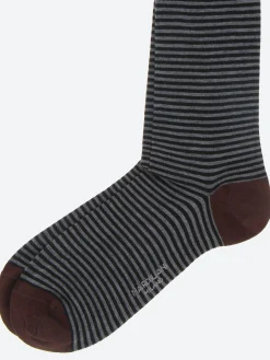 Marcoliani Milano - Palio Stripe Sock in Black and Asphalt