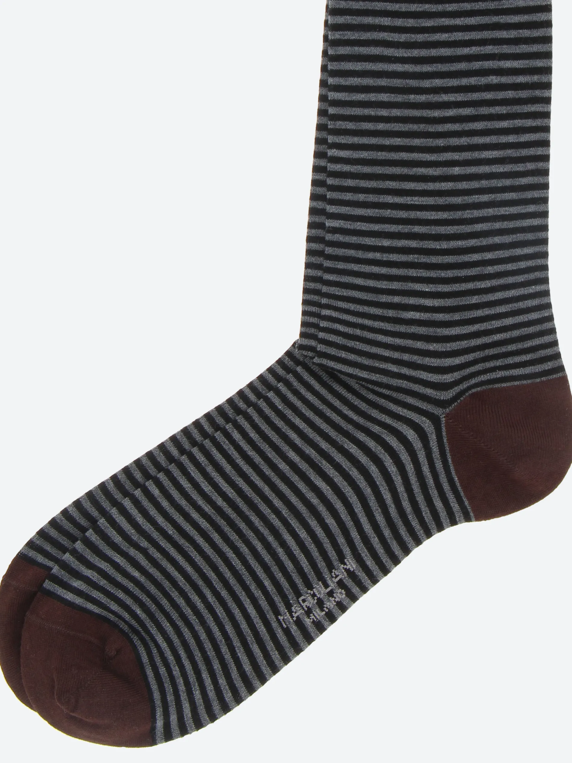 Marcoliani Milano - Palio Stripe Sock in Black and Asphalt