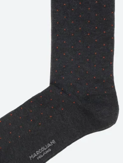 Marcoliani Milano - Pin Dot Socks in Charcoal/Ginger