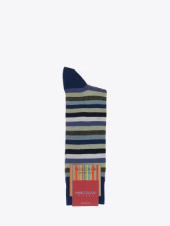 Marcoliani Milano - Rainbow Stripe Sock in Denim/Sage