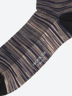 Marcoliani Milano - Shaded Pique Mid Calf Socks in Black Shadow