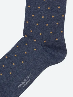 Marcoliani Milano - St. Tropez Polka Dot Socks in Dark Blue/Denim