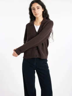 Margaret Howell - MHL Collared Cardigan in Chocolate