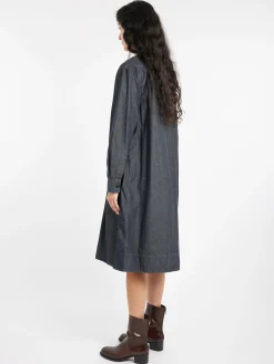 Margaret Howell - MHL Collarless Swing Dress in Charcoal