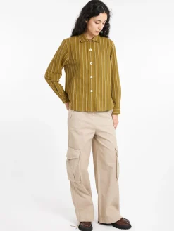 Margaret Howell - MHL Simple Shirt in Light Olive/Off White