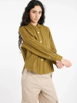 Margaret Howell - MHL Simple Shirt in Light Olive/Off White