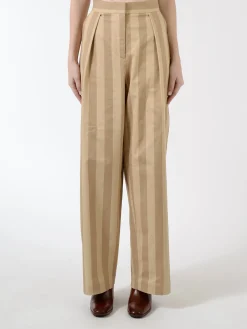 Marimekko - Ajassa Linja Cotton Trousers in Beige/Brown