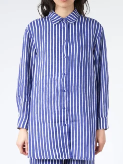 Marimekko - Akviferi Piccolo Shirt in Blue and Off White