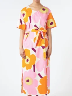 Marimekko - Kemut Unikko Dress in White, Orange and Pink