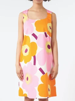 Marimekko - Kestit Unikko Dress in White, Orange and Pink