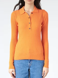Marimekko - Litu Solid Knitted Wool Pullover in Orange