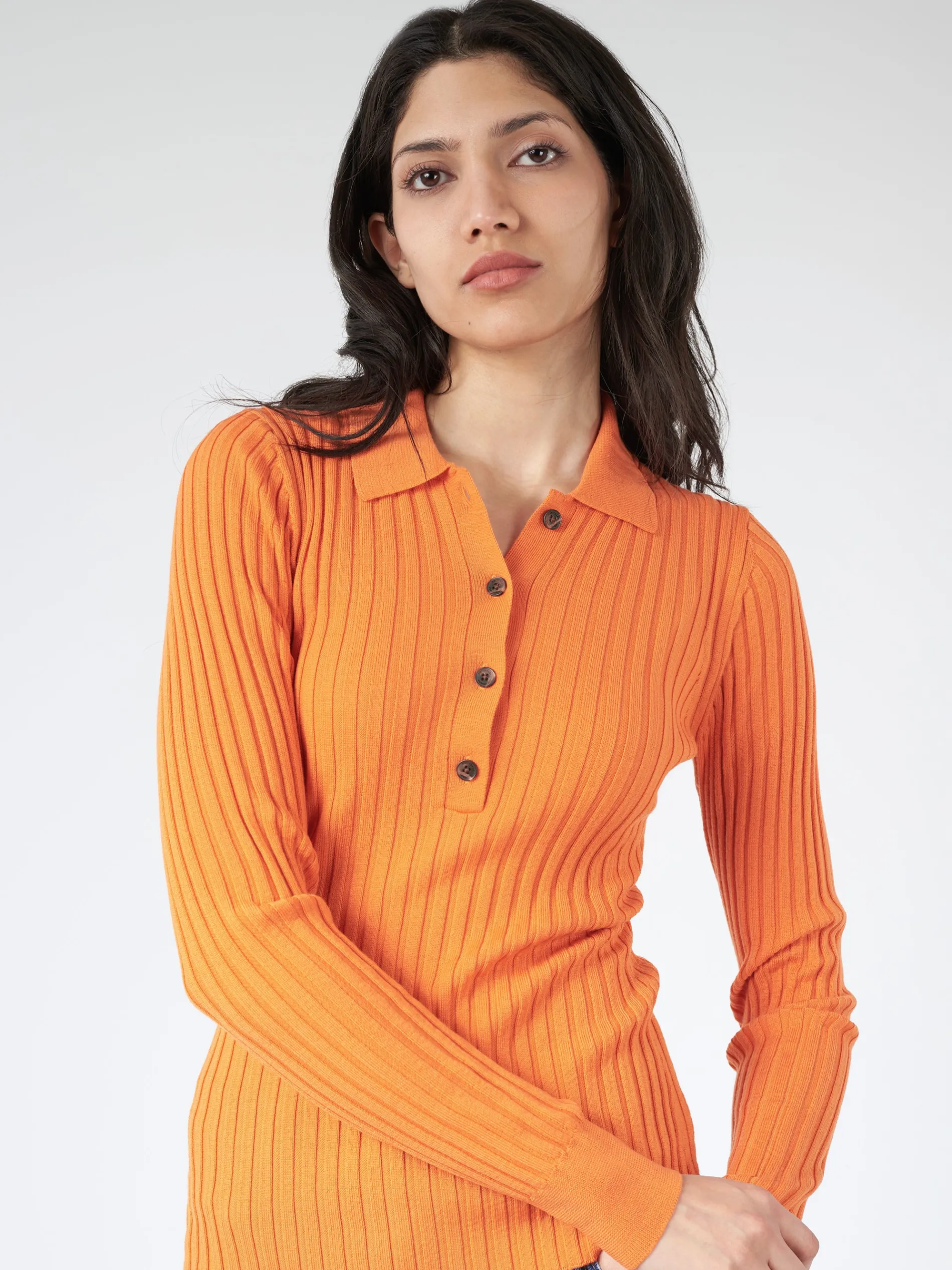Marimekko - Litu Solid Knitted Wool Pullover in Orange