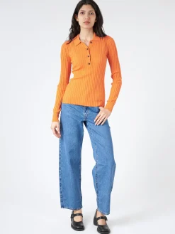 Marimekko - Litu Solid Knitted Wool Pullover in Orange