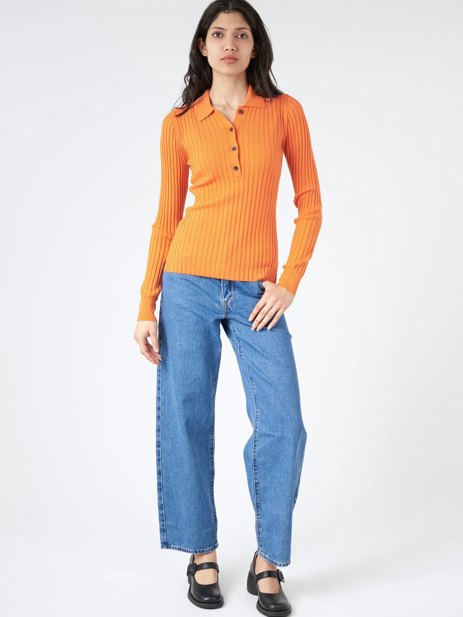 Marimekko - Litu Solid Knitted Wool Pullover in Orange