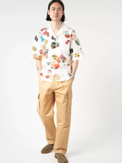 Marni - Bowling Shirt with Flower Prints in Lily White