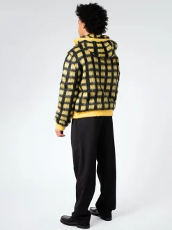 Marni - Checked Mohair Hooded Cardigan in Maize