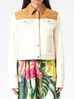 Marni - Denim Trucker Jacket with Contrast Yoke in Snow