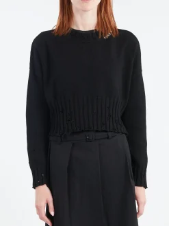 Marni - Disheveled Cotton Cropped Jumper in Black