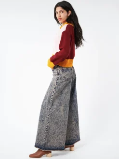 Marni - Marbled Denim Wide-Leg Trousers in Pink Gummy