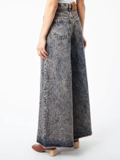 Marni - Marbled Denim Wide-Leg Trousers in Pink Gummy