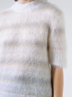 Marni - Mohair and Wool Striped Top in Natural White