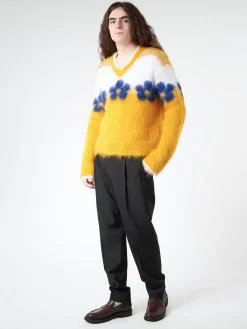 Marni - Mohair Jumper with Flowers in Light Orange