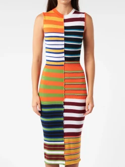 Marni - Multicoloured Knit Dress with Patchwork Stripes