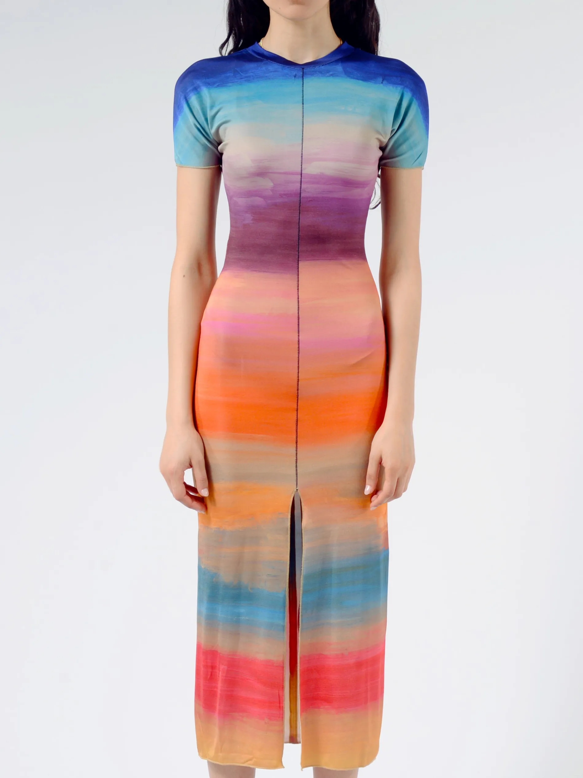 Marni - Multicoloured Viscose Dress with Dark Side of the Moon Print