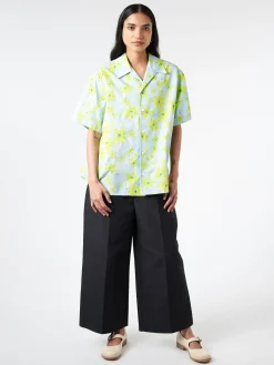 Marni - Poplin Bowling Shirt with Parade Print in Aquamarine