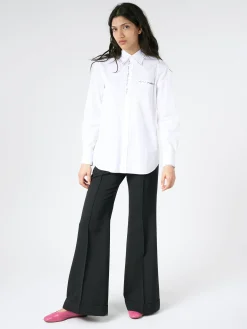 Marni - Poplin Shirt with Marni Mending in Lily White
