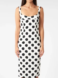 Marni - Squareneck Dress with Maxi Polka Dots in Stone White