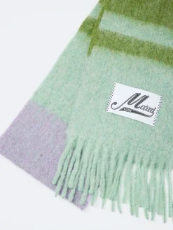 Marni - Striped Alpaca-Mohair Scarf in Kiwi