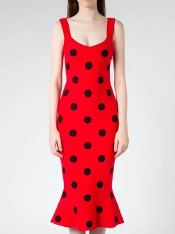 Marni - Viscose Sheath Dress with Polka Dots in Tulip Black
