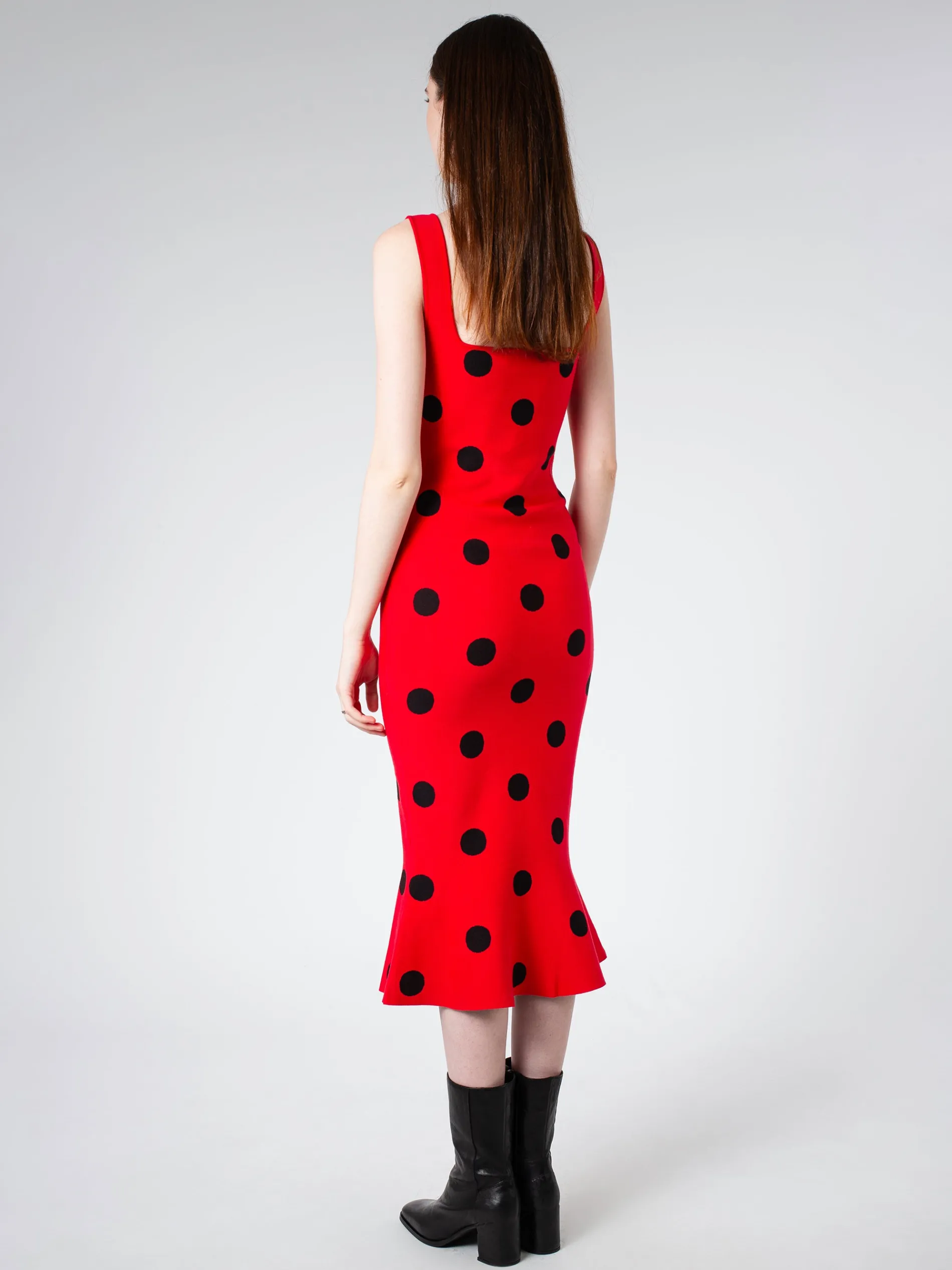 Marni - Viscose Sheath Dress with Polka Dots in Tulip Black