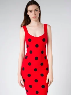 Marni - Viscose Sheath Dress with Polka Dots in Tulip Black