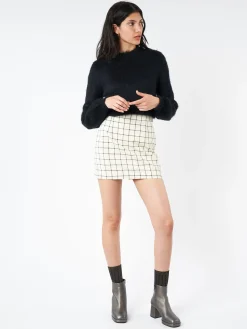 Marni - Wool Check Mini Skirt in Stone White