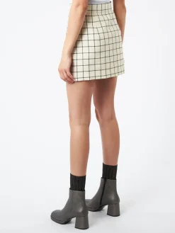 Marni - Wool Check Mini Skirt in Stone White