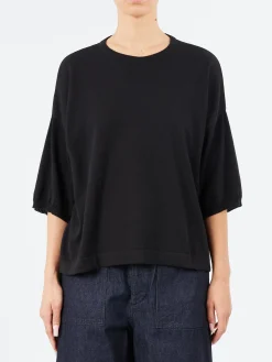 Ma'ry'ya - YPK035 Half Sleeve Crewneck in Black