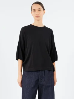 Ma'ry'ya - YPK035 Half Sleeve Crewneck in Black