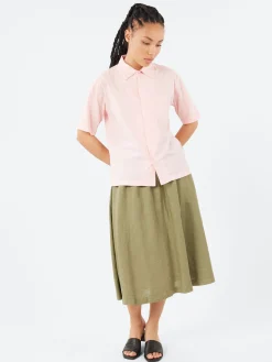 Merz b. Schwanen - SHIRT09LP Short Sleeve Poplin Shirt in Faded Peach