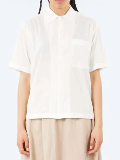 Merz b. Schwanen - SHIRT09LP Short Sleeve Poplin Shirt in White