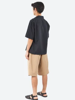 Merz b. Schwanen - SHIRT09LP Short Sleeve Poplin Shirt in Deep Black